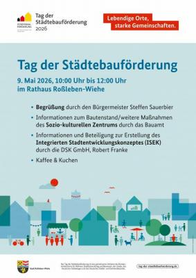 Tag der Städtebauförderung - 09. Mai 2026, 10 bis 12 Uhr im Rathaus Roßleben